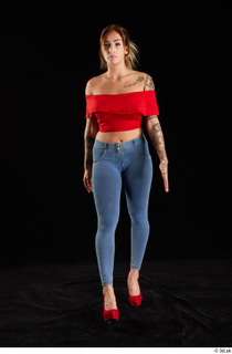 Daisy Lee 1 blue jeans dressed front view red high…